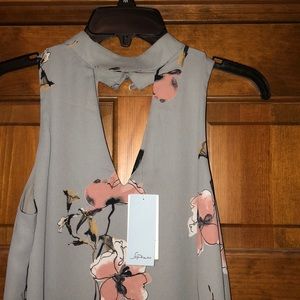 SOLD Soprano Grey Swing Dress with Floral Design!